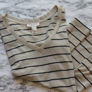 Tan and Black Striped Forever 21 Tee